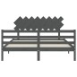 vidaXL Estructura de cama con cabecero madera maciza gris 160x200 cm vidaXL Estructura de cama con cabecero madera maciza gris 160x200 cm