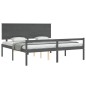 vidaXL Cama personas mayores cabecero madera maciza gris 200x200 cm vidaXL Cama personas mayores cabecero madera maciza gris 200x200 cm