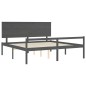 vidaXL Cama personas mayores cabecero madera maciza gris 200x200 cm vidaXL Cama personas mayores cabecero madera maciza gris 200x200 cm