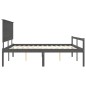 vidaXL Cama personas mayores cabecero madera maciza gris 200x200 cm vidaXL Cama personas mayores cabecero madera maciza gris 200x200 cm