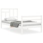 vidaXL Estructura de cama con cabecero madera maciza blanco 90x200 cm vidaXL Estructura de cama con cabecero madera maciza blanco 90x200 cm