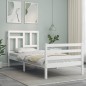 vidaXL Estructura de cama con cabecero madera maciza blanco 90x200 cm vidaXL Estructura de cama con cabecero madera maciza blanco 90x200 cm