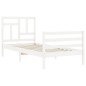 vidaXL Estructura de cama con cabecero madera maciza blanco 90x200 cm vidaXL Estructura de cama con cabecero madera maciza blanco 90x200 cm
