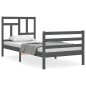 vidaXL Estructura de cama con cabecero madera maciza gris 100x200 cm