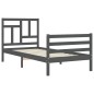 vidaXL Estructura de cama con cabecero madera maciza gris 100x200 cm