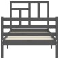 vidaXL Estructura de cama con cabecero madera maciza gris 100x200 cm