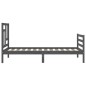 vidaXL Estructura de cama con cabecero madera maciza gris 100x200 cm