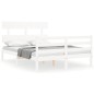vidaXL Estructura cama de matrimonio con cabecero madera maciza blanco vidaXL Estructura cama de matrimonio con cabecero madera maciza blanco