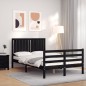 vidaXL Estructura de cama con cabecero madera maciza negro 120x200 cm vidaXL Estructura de cama con cabecero madera maciza negro 120x200 cm