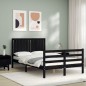 vidaXL Estructura de cama con cabecero madera maciza negro 120x200 cm vidaXL Estructura de cama con cabecero madera maciza negro 120x200 cm