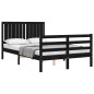 vidaXL Estructura de cama con cabecero madera maciza negro 120x200 cm vidaXL Estructura de cama con cabecero madera maciza negro 120x200 cm