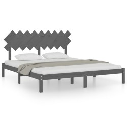 vidaXL Estructura de cama madera maciza gris Super King 180x200 cm