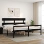 vidaXL Cama personas mayores cabecero madera maciza negro 200x200 cm