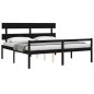 vidaXL Cama personas mayores cabecero madera maciza negro 200x200 cm
