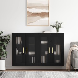 vidaXL Armarios de pared 2 uds madera de ingeniería negro