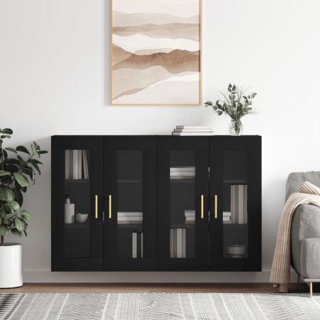 vidaXL Armarios de pared 2 uds madera de ingeniería negro