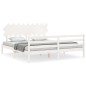 vidaXL Estructura cama de matrimonio con cabecero madera maciza blanco vidaXL Estructura cama de matrimonio con cabecero madera maciza blanco