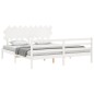 vidaXL Estructura cama de matrimonio con cabecero madera maciza blanco vidaXL Estructura cama de matrimonio con cabecero madera maciza blanco