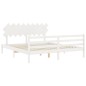 vidaXL Estructura cama de matrimonio con cabecero madera maciza blanco vidaXL Estructura cama de matrimonio con cabecero madera maciza blanco