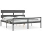 vidaXL Cama de matrimonio personas mayores cabecero madera maciza gris vidaXL Cama de matrimonio personas mayores cabecero madera maciza gris