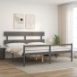 vidaXL Cama de matrimonio personas mayores cabecero madera maciza gris vidaXL Cama de matrimonio personas mayores cabecero madera maciza gris