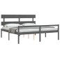 vidaXL Cama de matrimonio personas mayores cabecero madera maciza gris vidaXL Cama de matrimonio personas mayores cabecero madera maciza gris