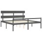 vidaXL Cama de matrimonio personas mayores cabecero madera maciza gris vidaXL Cama de matrimonio personas mayores cabecero madera maciza gris