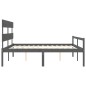 vidaXL Cama de matrimonio personas mayores cabecero madera maciza gris vidaXL Cama de matrimonio personas mayores cabecero madera maciza gris