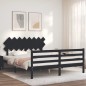vidaXL Estructura de cama con cabecero madera maciza negro 160x200 cm