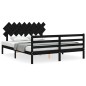 vidaXL Estructura de cama con cabecero madera maciza negro 160x200 cm