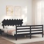 vidaXL Estructura de cama con cabecero madera maciza negro 160x200 cm