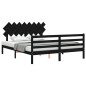 vidaXL Estructura de cama con cabecero madera maciza negro 160x200 cm