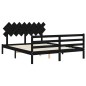 vidaXL Estructura de cama con cabecero madera maciza negro 160x200 cm
