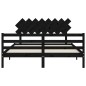 vidaXL Estructura de cama con cabecero madera maciza negro 160x200 cm