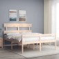 vidaXL Cama de matrimonio para personas mayores cabecero madera maciza