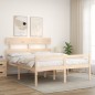 vidaXL Cama de matrimonio para personas mayores cabecero madera maciza