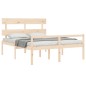 vidaXL Cama de matrimonio para personas mayores cabecero madera maciza