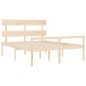 vidaXL Cama de matrimonio para personas mayores cabecero madera maciza