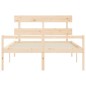 vidaXL Cama de matrimonio para personas mayores cabecero madera maciza