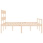 vidaXL Cama de matrimonio para personas mayores cabecero madera maciza