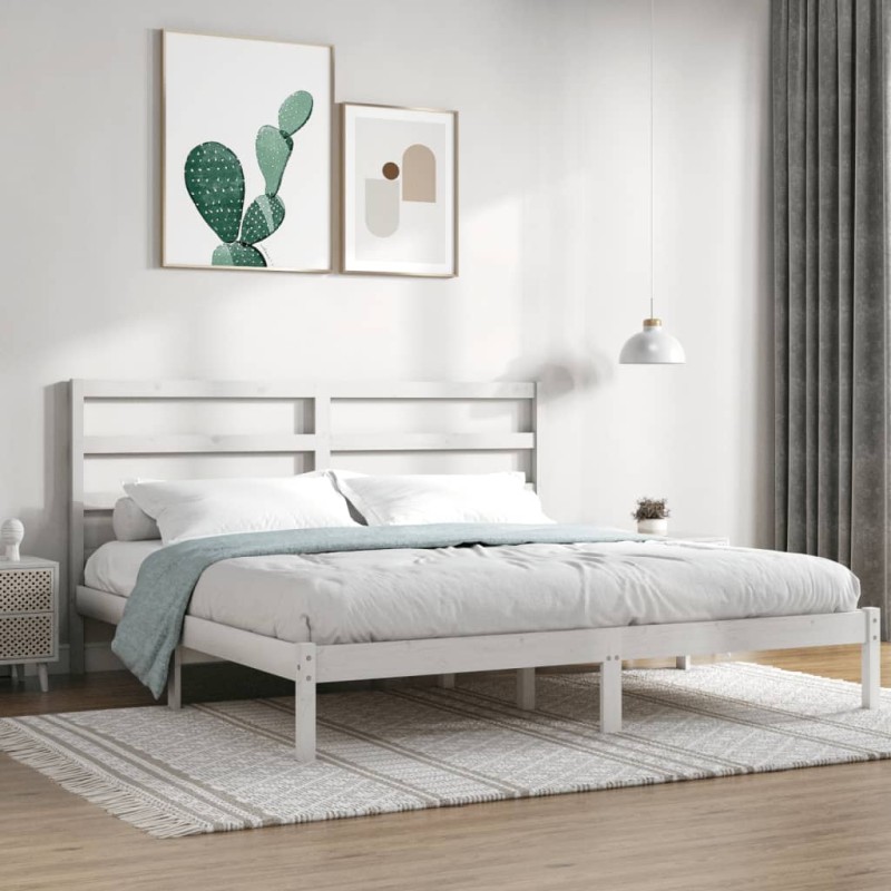 vidaXL Estructura de cama madera maciza blanca Super King 180x200 cm