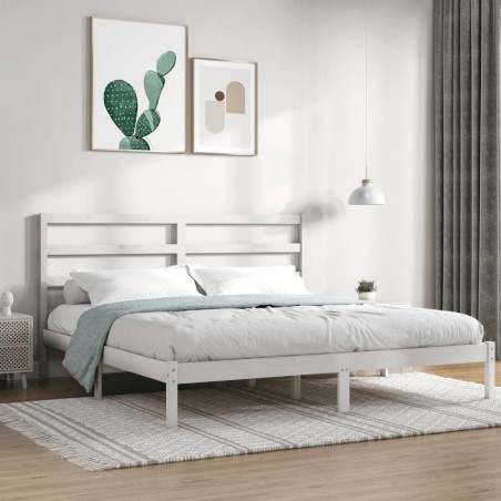 vidaXL Estructura de cama madera maciza blanca Super King 180x200 cm