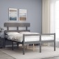 vidaXL Cama para personas mayores con cabecero madera maciza gris vidaXL Cama para personas mayores con cabecero madera maciza gris