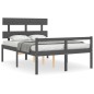 vidaXL Cama para personas mayores con cabecero madera maciza gris vidaXL Cama para personas mayores con cabecero madera maciza gris