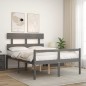 vidaXL Cama para personas mayores con cabecero madera maciza gris vidaXL Cama para personas mayores con cabecero madera maciza gris