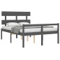vidaXL Cama para personas mayores con cabecero madera maciza gris vidaXL Cama para personas mayores con cabecero madera maciza gris