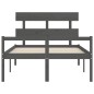 vidaXL Cama para personas mayores con cabecero madera maciza gris vidaXL Cama para personas mayores con cabecero madera maciza gris