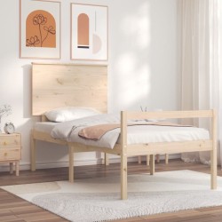 vidaXL Cama para personas mayores con cabecero madera maciza