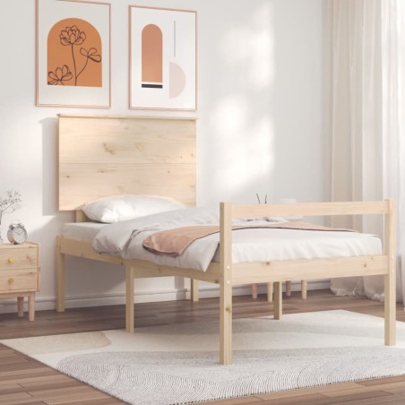 vidaXL Cama para personas mayores con cabecero madera maciza