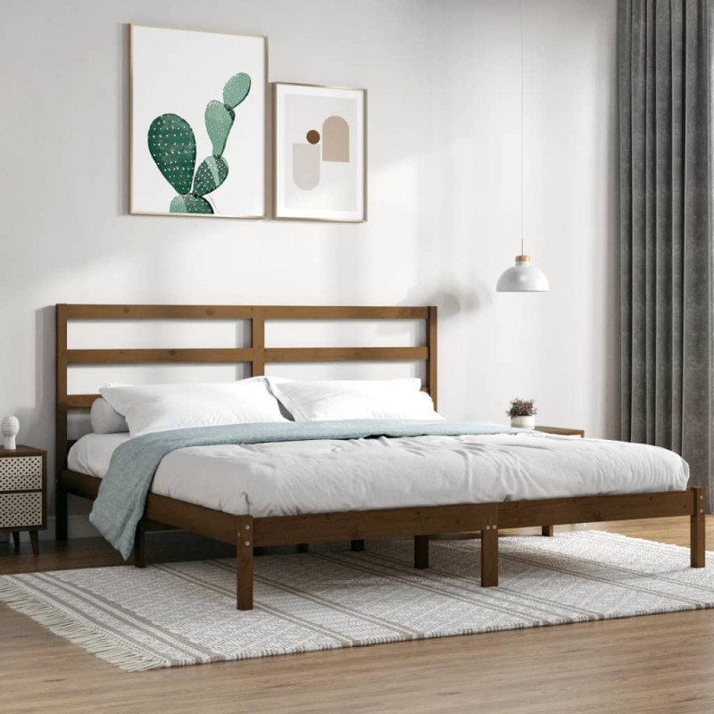 vidaXL Estructura de cama madera maciza de pino marrón miel 200x200 cm vidaXL Estructura de cama madera maciza de pino marrón miel 200x200 cm